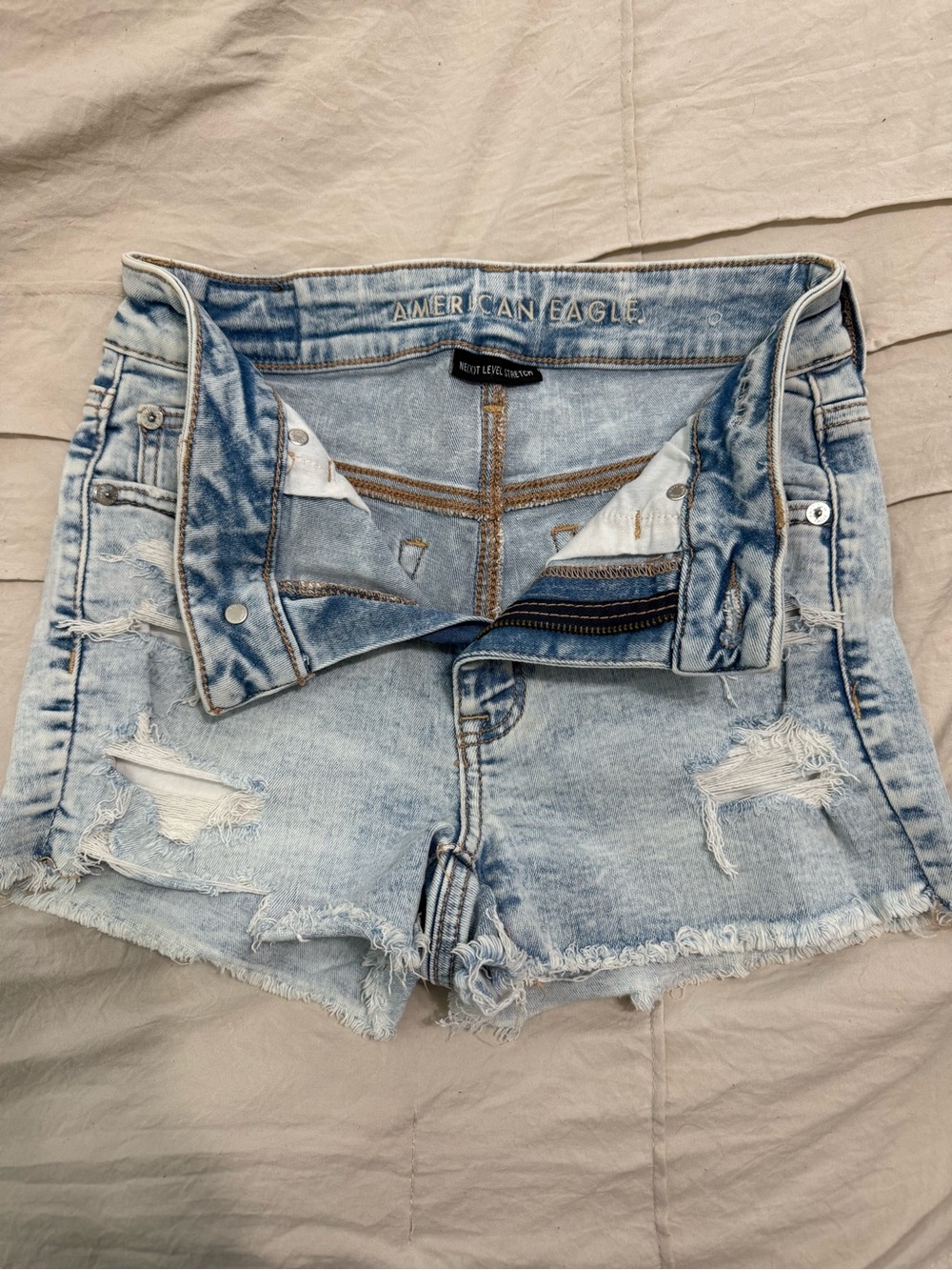 American Eagle Outfitters Light Wash Distressed Denim Shorts
